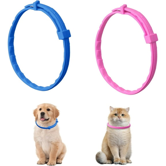 2 Pack Dog Repellent Collars Puppy Natural Repellent Treatment Adjustable Repellent Collar For Small-Medium Dogs Cats Waterproof Reflective Dog Repellent Last For 8 Months (38cm)