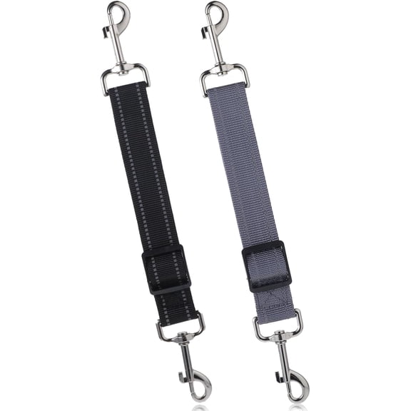 2 Pack Dog Safety Collar Clips Adjustable Collar Backup Clasp Leash Connector Reflective Ylon Double Ended Clasp Leash Clips For Pet Dog Puppies Harness Collar Companion Safety Clip