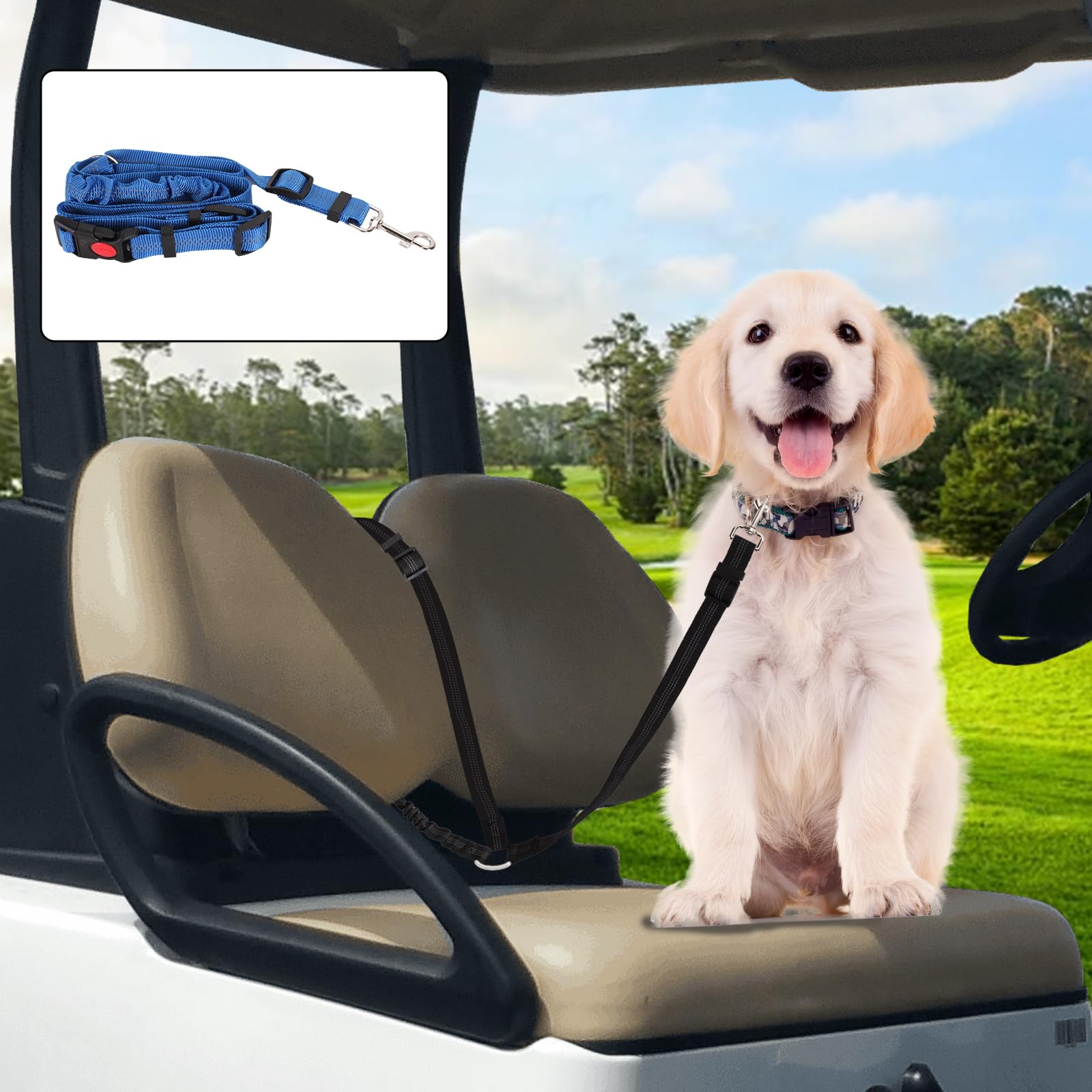 2 Pack Dog Seat MZF22 Belt Tether for Golf Cart, Pet Dog Seat Belt ...
