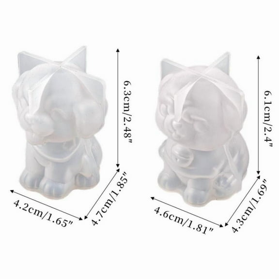2 Pack Dog Silicone Mold - 3D Animal Candle/ Resin/ Clay Molds Kit, Reusable Pet Crown Dog Candle Wax Resin Casting Molds for DIY Crafts Home Decor(No crown on top of head)