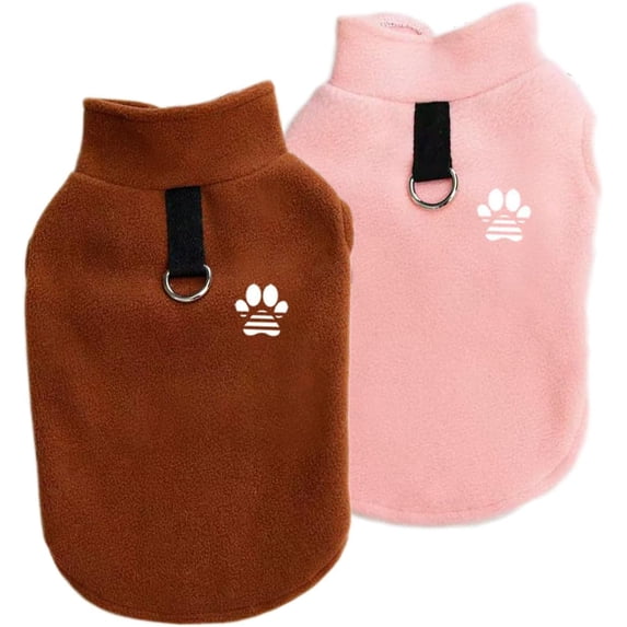 2 Pack Dog Sweater Fleece Vest Pet Warm Pullover Fleece Jacket with D-Ring, Fall Winter Dog Clothes Cold Weather Coat for Puppy and Small Dogs Unisex