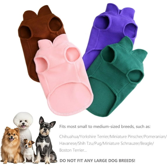 2 Pack Dog Sweater Fleece Vest Pet Warm Pullover Fleece Jacket with D-Ring, Fall Winter Dog Clothes Cold Weather Coat for Puppy and Small Dogs Unisex
