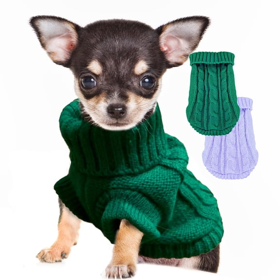 2 Pack Dog Sweaters for Small Dogs, Chihuahua Yorkie Sweater, Dog Clothes Winter Warm Pullover Sweaters, Pet Cat Clothing Cold Weather Puppy Clothes Outfits (XX-Small)