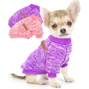 2 Pack Dog Sweaters for Small Dogs Winter Fleece Puppy Sweaters Warm Cute Dog Clothes Outfit, for Chihuahua Yorkie Dog Classic Sweater Pet Costume