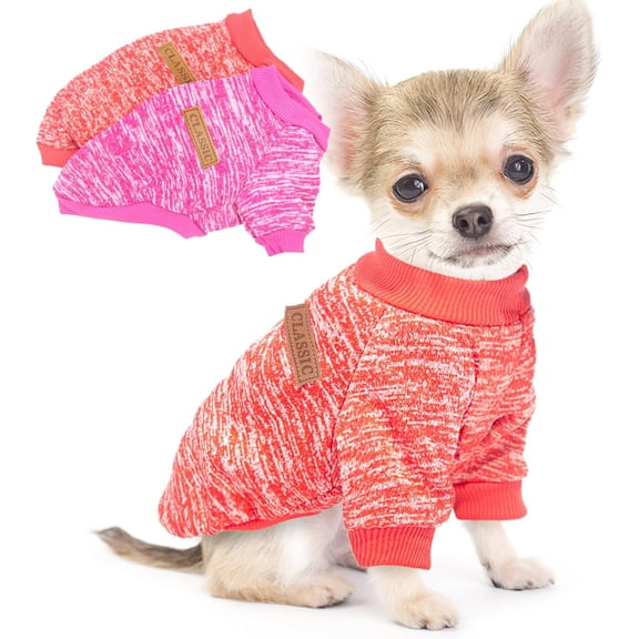 2 Pack Dog Sweaters for Small Dogs Winter Fleece Puppy Sweaters Warm Cute Dog Clothes Outfit, for Chihuahua Yorkie Dog Classic Sweater Pet Costume
