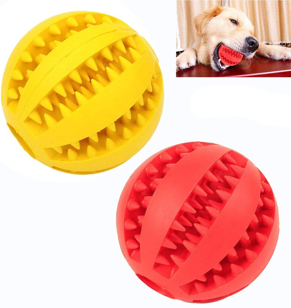 2 Pack Dog Toy Ball，Nontoxic Bite Resistant Teething Toys Balls for ...