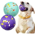 thumbnail image 1 of 2 Pack Dog Toy Balls Upgraded Indestructible Dog Tennis Ball Aggressive Chewers Dog Toys for Medium Large Dogs Interactive Durable Bouncy Dog Chew Balls Water Toy Fetch Balls Rottweiler,Yellow Red, 1 of 8
