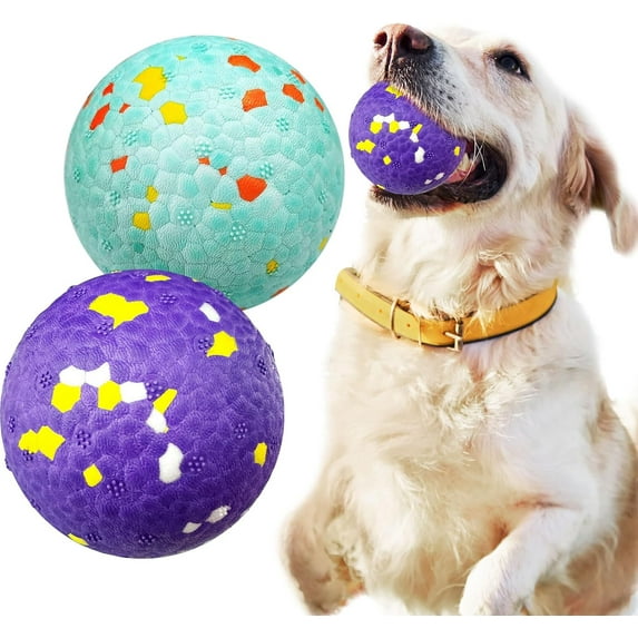 2 Pack Dog Toy Balls Upgraded Indestructible Dog Tennis Ball Aggressive Chewers Dog Toys for Medium Large Dogs Interactive Durable Bouncy Dog Chew Balls Water Toy Fetch Balls Rottweiler,Yellow Red