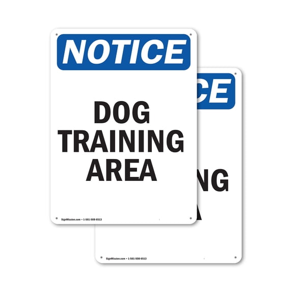 (2 Pack) Dog Training Area OSHA Notice Sign 10 Inch X 14 Inch Indoor / Outdoor Rust-Free Aluminum Metal Signs for Workplace, Workshop, and Construction Site, Made in the USA