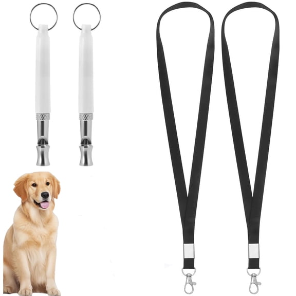 2 Pack Dog Whistle – Ultrasonic Dog Whistle to Call Your Dog & Stop Barking, Silent Dog Training Whistle with Lanyard(White)