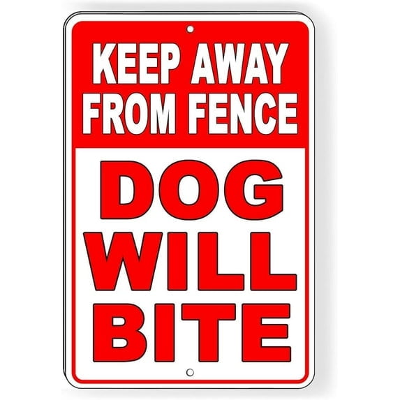2 Pack Dog Will Bite Keep Away from Fence Metal Sign Beware Warning Trespass Stop 12"x8"