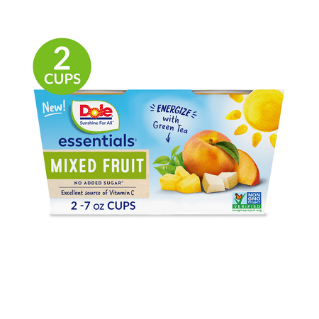 (2 Pack) Dole Essentials Mixed Fruit Cups in Fruit Juices, 7 oz