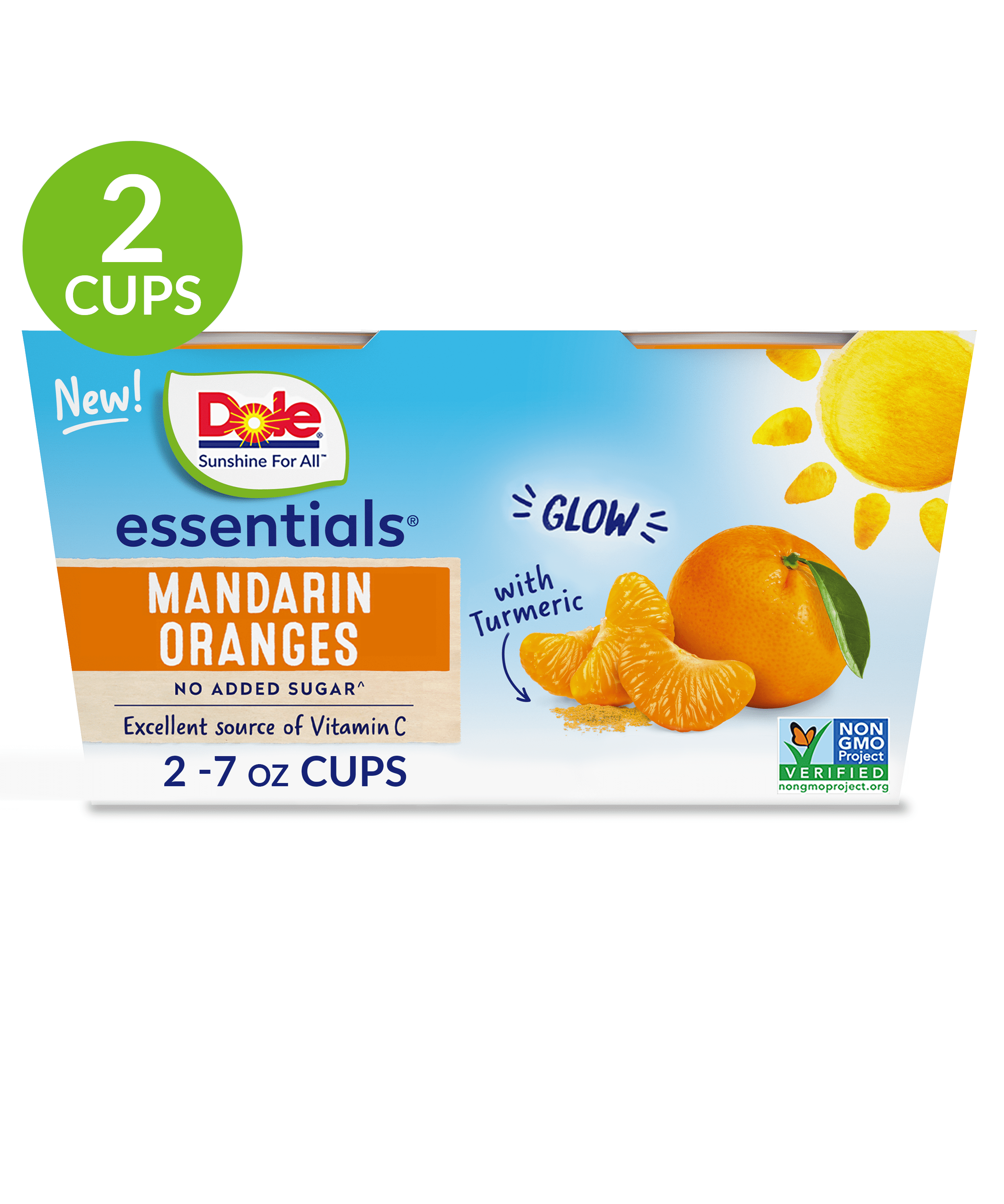 (2 Pack) Dole Mandarin Oranges Fruit Cups with Turmeric, 7 oz