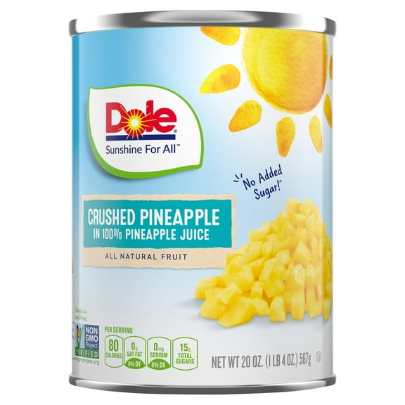 2 Pack - Dole Pineapple Crushed In 100% Pineapple Juice 20 oz Package May Vary