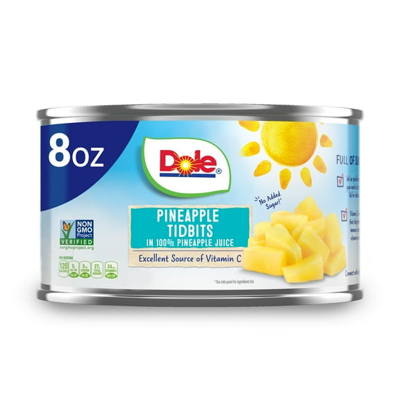 2 Pack - Dole Pineapple Tidbits in 100% Pineapple Juice - 8 oz Packaging may vary