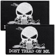2-Pack Dont Tread On Me Patch Set with Skull, Embroidered Gadsden Flag Skull Patch