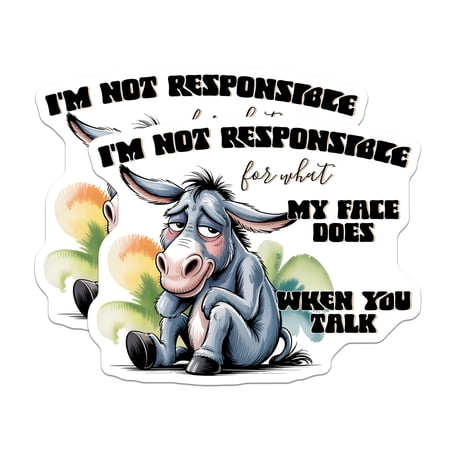(2 Pack) Donkey Sayings Magnets - Sarcastic Humor - Funny Talking Face Refrigerator Magnets - 5" On Longest Side - Premium Magnet - for Cars, Refrigerators, Toolboxes, Lockers - Made in USA - MAG15105