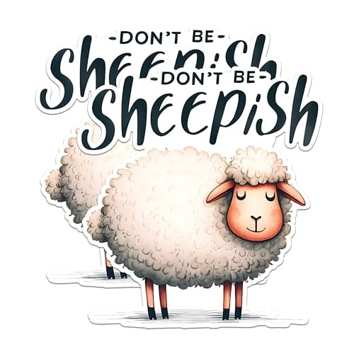 (2 Pack) Dont Be Sheepish Magnets - Cute Sheep Refrigerator Magnets - Animal Joke Magnets for Kitchen Decor- 5" On Longest Side - for Fridges, Toolboxes, Cars - Made in USA - MAG2645