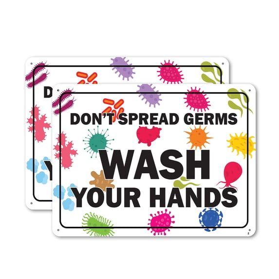 (2 Pack) Dont Spread Germs OSHA Notice Sign 24 Inch X 18 Inch Plastic Sign, Weather Resistant, UV Protected for Workplace, Business, and Construction Site, Made in the USA