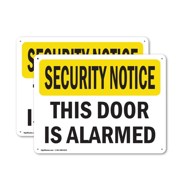 (2 Pack) This Door Is Alarmed OSHA Security Notice Sign 24 Inch X 18 Inch Plastic Sign, Weather Resistant, UV Protected for Workplace, Business, and Construction Site, Made in the USA
