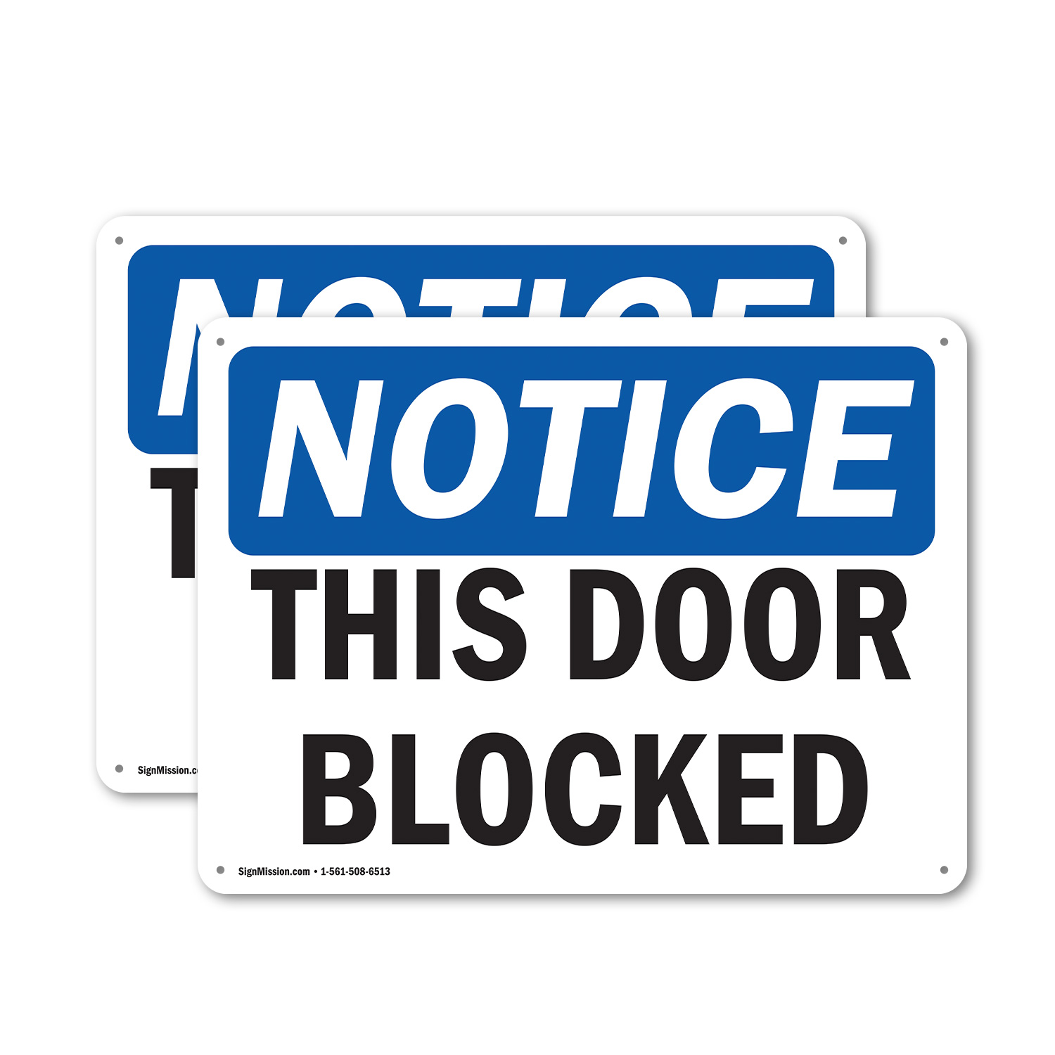 (2 Pack) This Door Blocked OSHA Notice Sign 18 Inch X 12 Inch Indoor ...