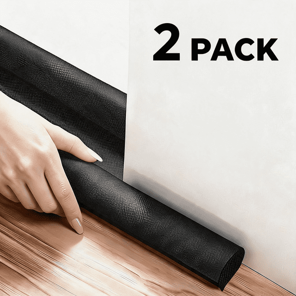 (2 Pack) Door Draft Stopper for Bottom of Door, Door Draft Blocker, Easy Install Door Seal, Reusable Weather Stripping Reduces Drafts, Noise and Heat Loss