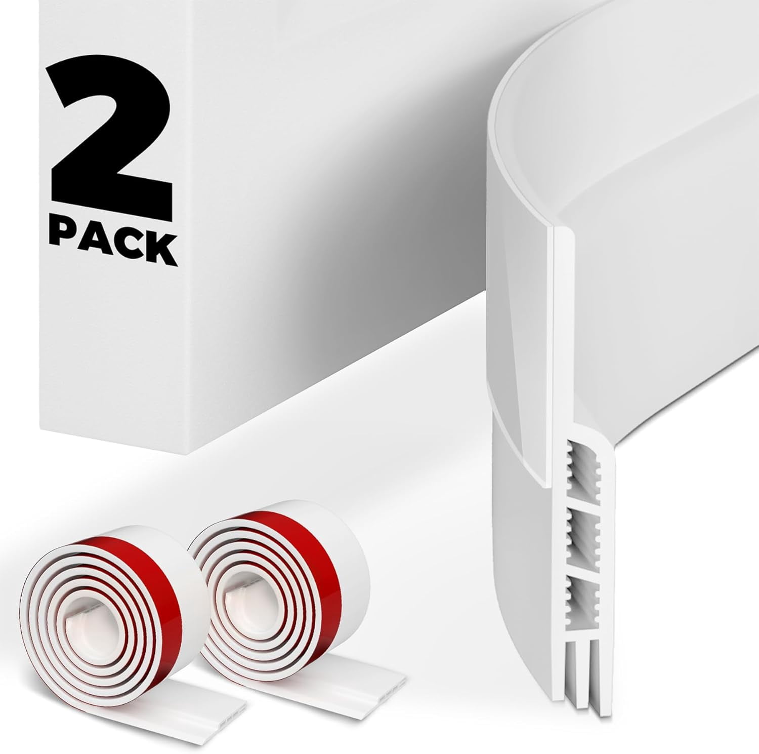 2 Pack Door Draft Stopper Sheets, Rolls & Strips Under Door Draft Blocker Insulator Doors Sweep Weather Stripping Noise Stopper Strong Adhesive Door Thresholds, White