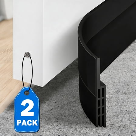 2-Pack Door Draft Stopper, Silicone Under-Door Sweep Weather Stripping Seal, 2” W x 39” L, Adhesive Noise & Cold Air Blocker for Interior/Exterior Doors & Windows, White