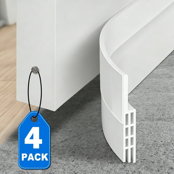 2-Pack Door Draft Stopper, Silicone Under-Door Sweep Weather Stripping Seal, 2” W x 39” L, Adhesive Noise & Cold Air Blocker for Interior/Exterior Doors & Windows, White