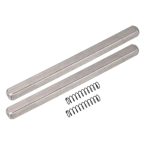 2 Pack Door Knob Spindle, 120mm Spare Door Handle Spindle Bar with Spring, Vintage Straight Spindle Replacement Parts for Mechanical Locks, Silver Tone