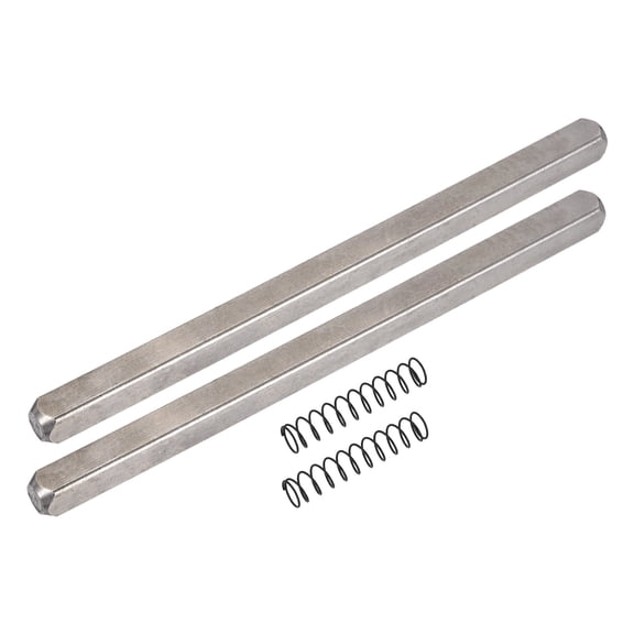 2 Pack Door Knob Spindle, 140mm Spare Door Handle Spindle Bar with Spring, Vintage Straight Spindle Replacement Parts for Mechanical Locks, Silver Tone