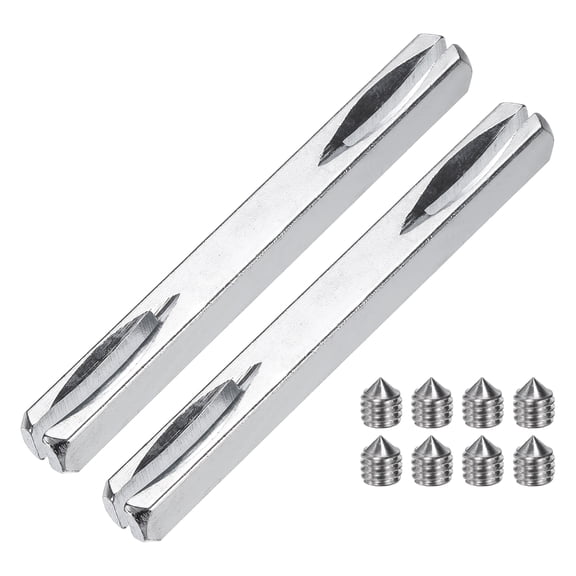 2 Pack Door Knob Spindle, 80mm Long Spare Door Handle Spindle Bar with Hex Screws, Square Doors Handle Parts Lock Replacement Part for Furniture Assembly, DIY Projects, Silver Tone