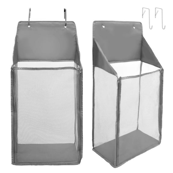 2 Pack Over the Door Laundry Hamper, Hanging Basketball Laundry Hamper with Zipper, Foldable Mesh Laundry Basket for Dirty Cloth Toy Towel Saving Space Storage and Organization - Basketball