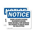 thumbnail image 1 of (2 Pack) Door Locked During Business Hours Ring Bell OSHA Notice Sign 18 Inch X 12 Inch Indoor / Outdoor Rust-Free Aluminum Metal Signs for Workplace, Workshop, and Construction Site,, 1 of 8