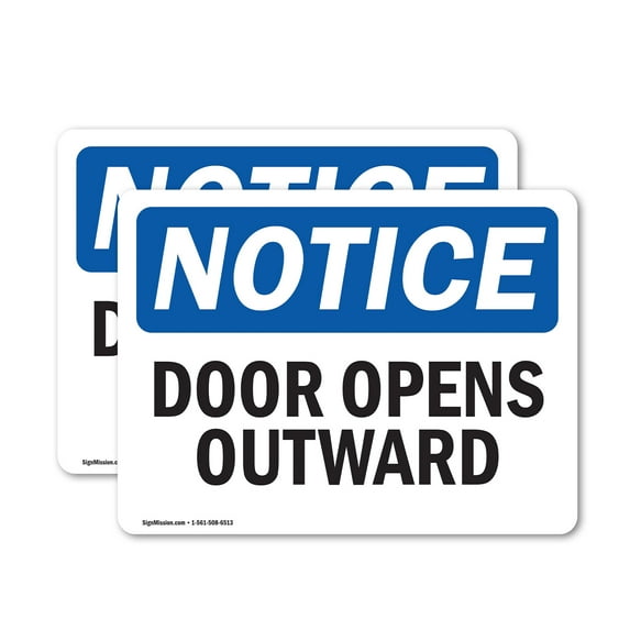 (2 Pack) Door Opens Outward OSHA Notice Sign 24 Inch X 18 Inch Vinyl Label Decal Sticker Weather Resistant, UV Protected for Workplace, Business, and Construction Site, Made in the USA