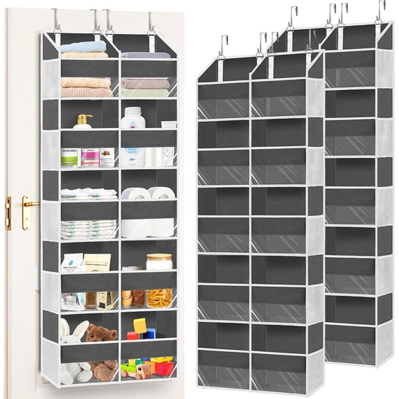 2 Pack Over the Door Organizer 5 Tiers, Extra Large Behind Door Storage of 10 Compartments, 80lbs Weight Capacity Over Door Organizer, Door Hanging Organizer for Closet, Diaper Organizer,Room storage