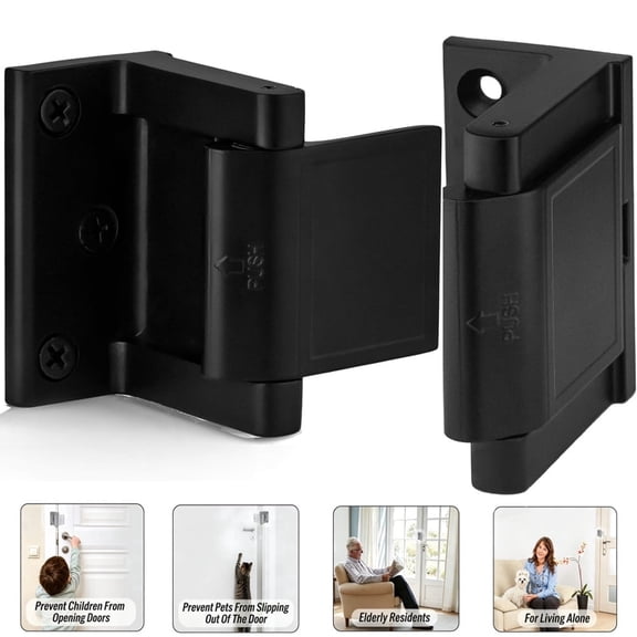 2 Pack Door Reinforcement Lock Withstands 800lbs of Force, Door Security Lock Privacy Door Latch for in-Swinging Doors Extra High Resistance Home, Black