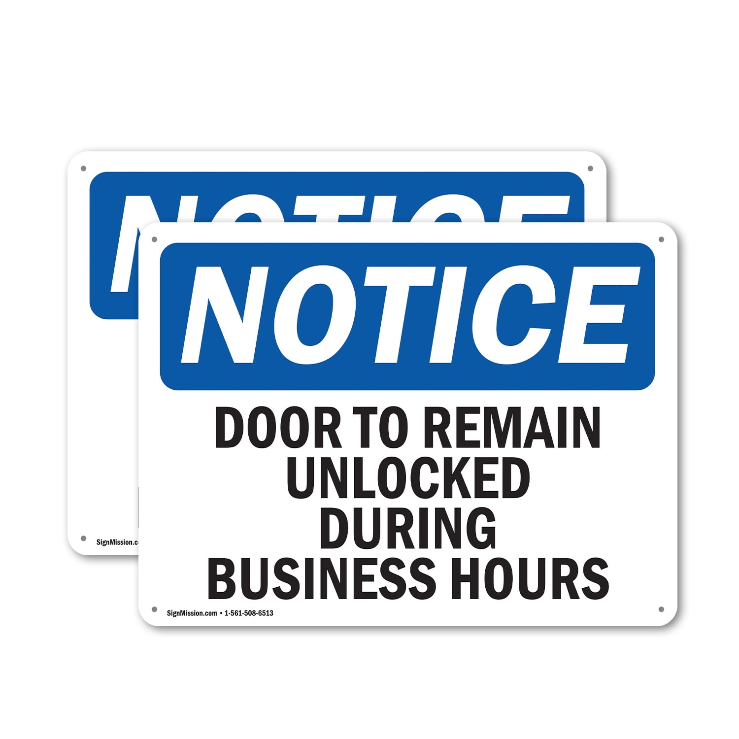 (2 Pack) Door To Remain Unlocked During Business Hours OSHA Notice Sign ...