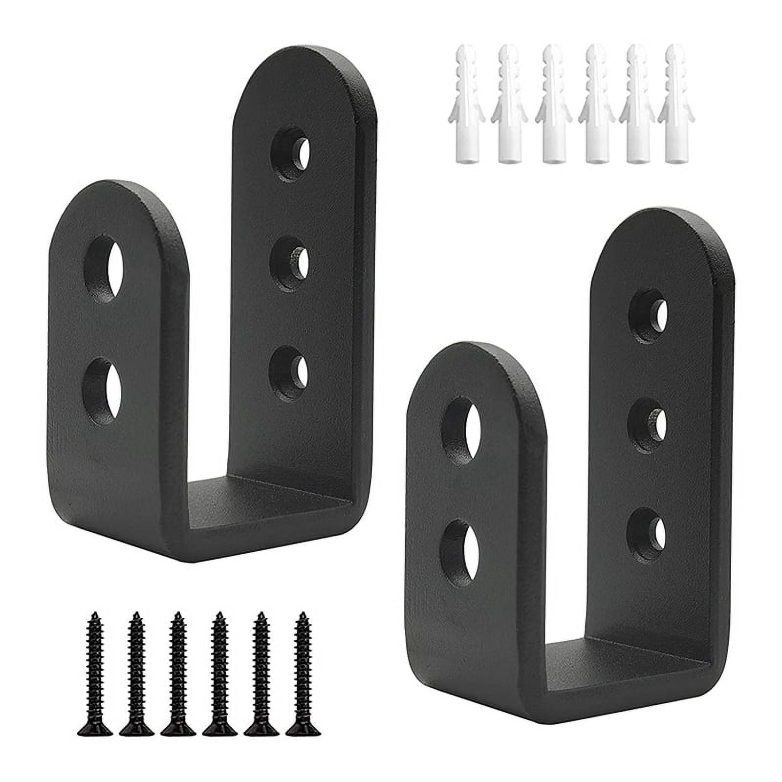 Heavy Duty Black Carbon Steel Door Barricade Brackets, 2-Pack