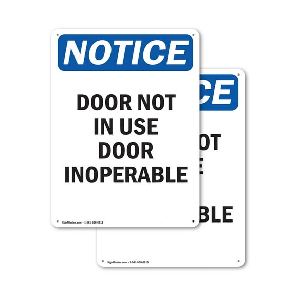 (2 Pack) Door Not In Use Door Inoperable OSHA Notice Sign 18 Inch X 24 Inch Plastic Sign, Weather Resistant, UV Protected for Workplace, Business, and Construction Site, Made in the USA