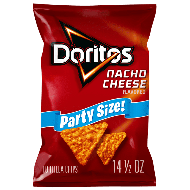 2 Pack Doritos Nacho Cheese Tortilla Snack Chips,Party Size, 14.5 Ounce Bag