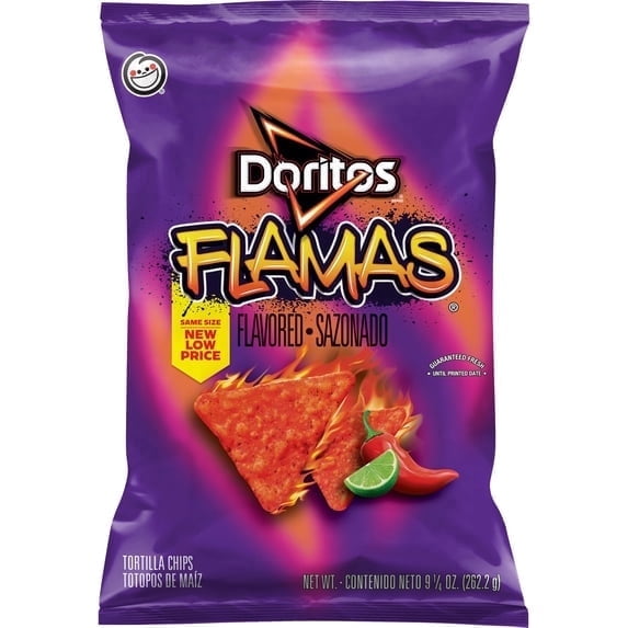 2 Pack - Doritos Tortilla Chips Flamas Flavored Snack Chips, 9.25 Ounce Bag