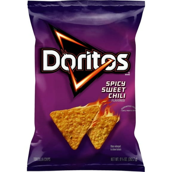 2 Pack Doritos Tortilla Chips Spicy Sweet Chili Flavored Snack Chips, 9.25 Ounce Bag