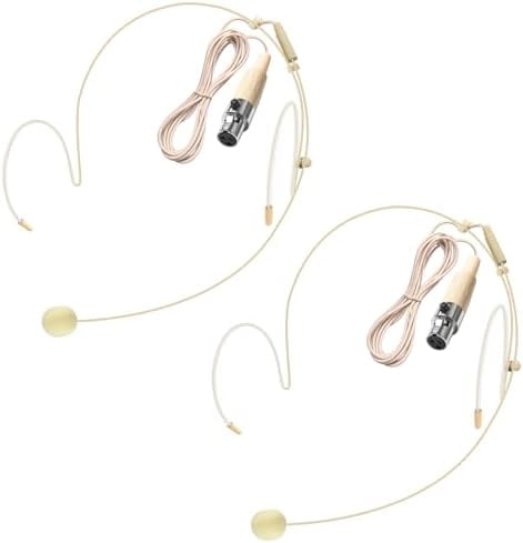 2 Pack Double Earset Headset Microphone Mini XLR 3 Pin TA3F Plug Headworn Over Ear Hanging Condenser in Ear Back Electric Microphone for AKG Samson,Windscreen