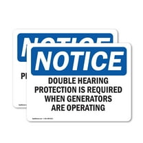 (2 Pack) Double Hearing Protection Required While OSHA Notice Sign