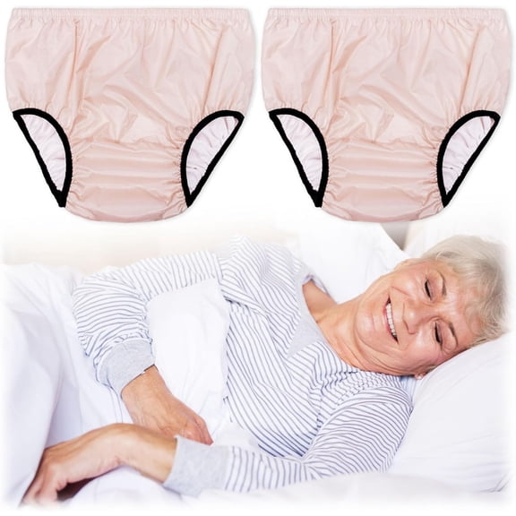 2 Pack Double-Layer Adult Incontinence Diaper Cover, Dual Leakproof Protective Underwear, Waterproof Outer Shell & Soft Cotton Lining, Reusable Washable, Wear With Diapers Overnight