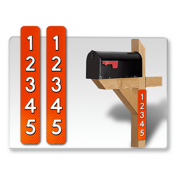 2 Pack Double Sided Address Numbers for House Signs, Customized Vertical 911 Emergency Mailbox/House Numbers/Letters Signs, Highly Reflective Pre Drilled Aluminum Signs, Waterproof (6x18, Orange)