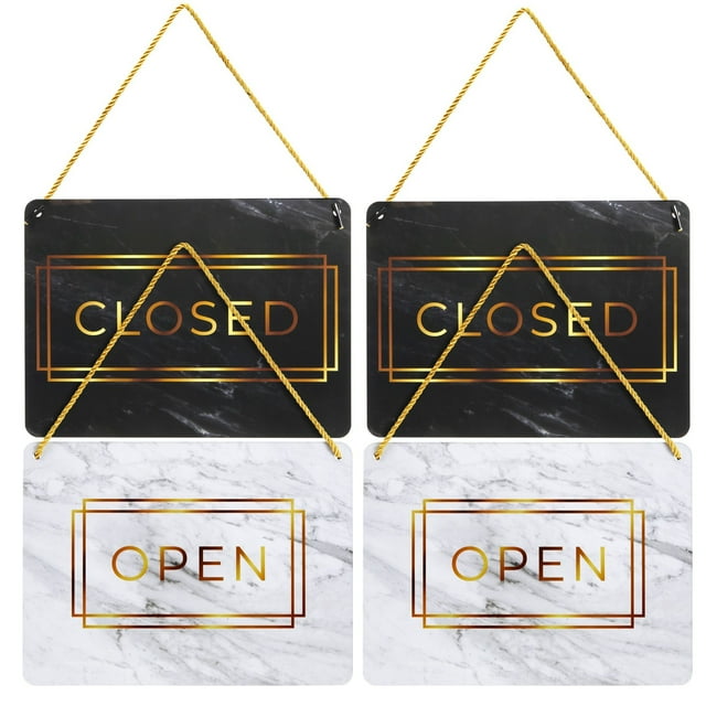 Walmart 2 Pack Reversible Open Closed Sign, Gold Marble, for Door ...