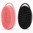 thumbnail image 1 of AIMAIAIMAI Double-Sided Silicone Body Scrubber Bath Brush, 2 Count, Pink and Black, 1 of 9
