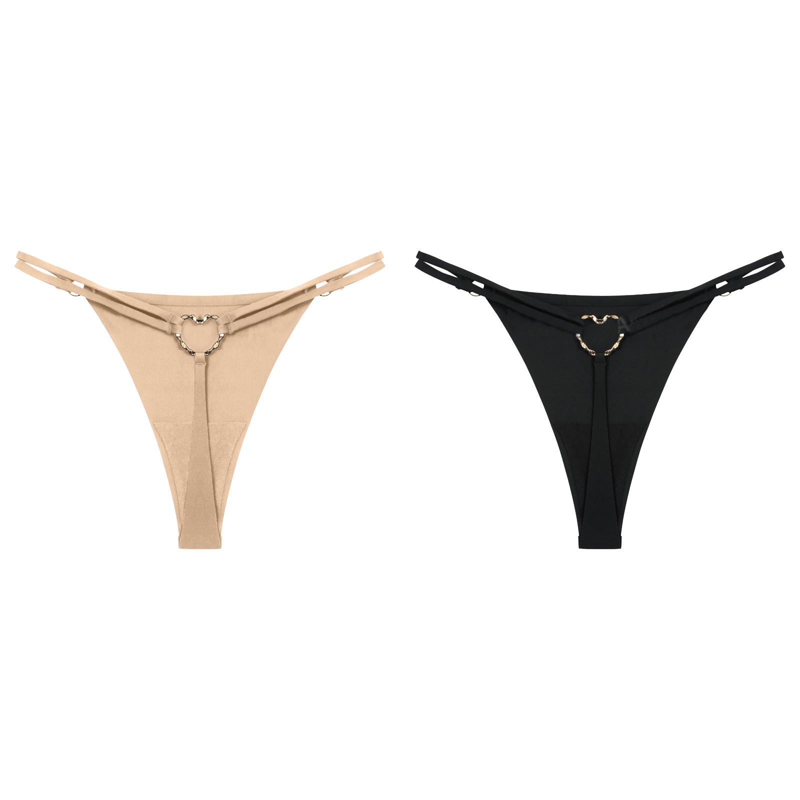 (2Pack) Double Strap Thong Underwear Underwear Womens Non Backy Ladies